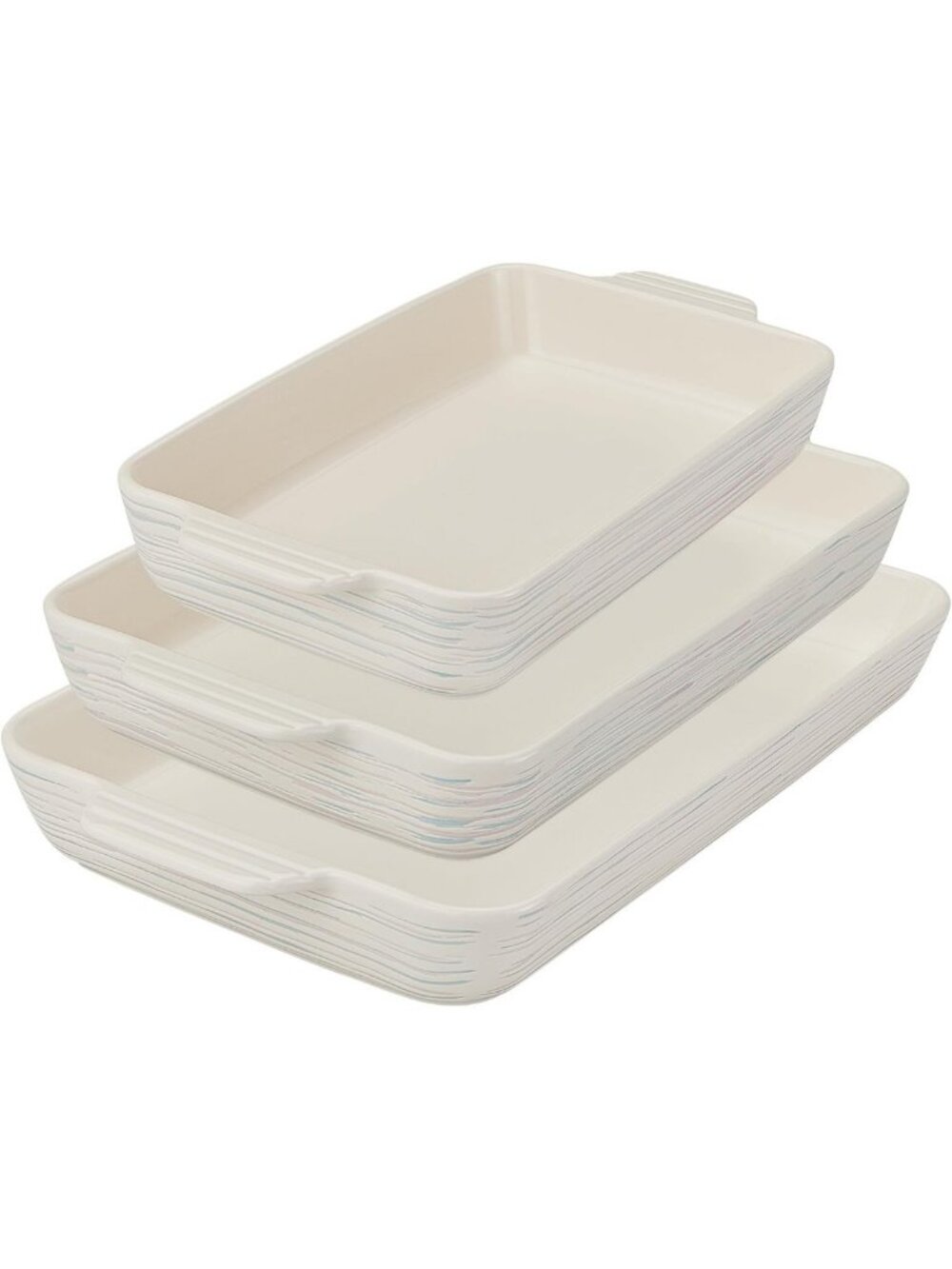 3-Piece Nonstick Ceramic Bakeware Set with Handles - Versatile Casserole Dishes